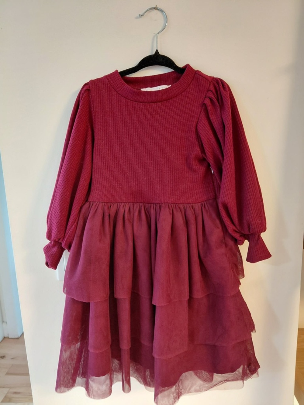 Ivy City Cosette Ribbed Knit Dress with tulle Size 3T